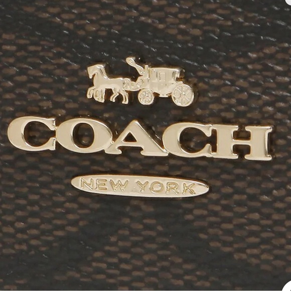 NWT COACH Zip Card ID Case Signature Canvas CW883 Walnut Brown / Black NEW - Picture 5 of 7